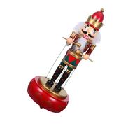 Toyvian Caja De Música De Cascanueces Navideña Roja, Base Redonda De Madera, Mecanismo De Cuerda, Decoración Tradicional para Sala y Fiestas Navideñas