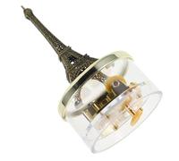 Toyvian Caja de Música de Metal Dorado con Mecanismo de Cuerda Estilo Vintage en Forma de Torre Eiffel, Portátil Necesidad de Baterías, Adecuado para Decoración de Escritorio