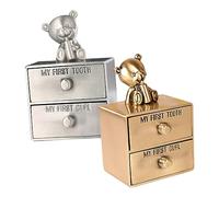 Toyvian Caja Para Dientes De y Primeros Rizos Para Bebés, y Niñas, Metálica Colores Oro y Plata, Contenedor De Recuerdos Infantil Para Almacenamiento y Memoria, Set De 2 Unidades