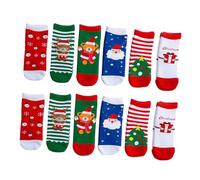 Toyvian Calcetines Navideños Térmicos para Ñiño 1-3 Años, Medias de Algodón Peinado, Diseño Infantil de Dibujos Animados, Medias Altas Cálidas para Invierno, Pack de 6 Pares