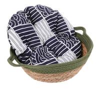 Toyvian Cama para Gatos Tejida de Mimbre Pequeña Color Verde con Cojín de Algodón, Nido Transpirable para Mascotas, Set 2 Piezas para Hogar y Descanso de Gatos y Perros Estilo Aleatorio