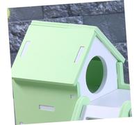 Toyvian Casa para Hámster de Madera Natural Villa de Dos Pisos con Escalera para Pequeños Roedores Hábitat Seguro y Cómodo para Conejillos de Indias y Mascotas Pequeñas Color Verde
