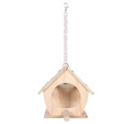 Toyvian Casa para Pájaros de Exterior: Casa para Pájaros con Cadena Colgante Y Percha de Madera - Caja Nido para Loros, Pájaros Pequeños, Agapornis Y Periquitos