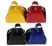 Toyvian Cencerros de Mano Metálicos 3 Pulgadas 4 Piezas con Mango Ergonómico para Animar Fiestas y Eventos Deportivos, Campanas Portátiles Ruidosas para Fútbol, Béisbol y Celebraciones