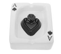 Toyvian Cenicero Creativo de Mesa Diseño de Póker en Forma de Carta de Trébol, Cenicero Decorativo Negro Compacto para Hogar y Oficina, Accesorio Funcional