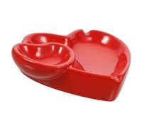 Toyvian Cenicero de Cerámica Forma de Corazón para Escritorio y Balcón, Decoración Moderna y Creativa Hogar en Color Rojo