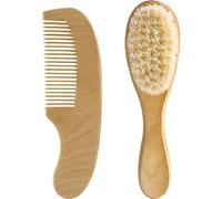 Toyvian Cepillo Pelo Bebe Recien Nacido Juego de Cepillo de Lana Natural y Peine de Madera Cuidado del Cabello para Recién Nacido Obsequio para Baby Shower