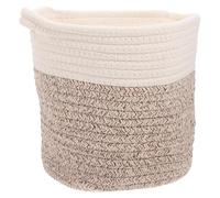 Toyvian Cesta de Almacenamiento Tejida de Algodón Plegable Asas | Organizador Ligero de Cuerda, Acabado Artesanal Texturizado, para Ropa y Herramientas Pequeñas