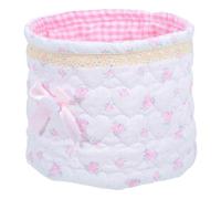Toyvian Cesta Organizadora para Maquillaje Rosa de Algodón Diseño de Encaje Elegante y Almacenamiento Multiusos en Tocador o Dormitorio