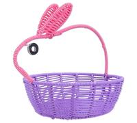 Toyvian Cesta Tejida con Orejas de Conejo Morada Cesta de Almacenamiento Portátil de Ratán Sintético con Asa para Dulces y Decoración de Pascua en Aula y Hogar