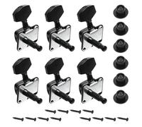 Toyvian Clavijas de Afinación Metálicas Semiencerradas para Guitarra Acústica, Juego 3r3l Negro, Perillas Duraderas y Antióxido, Accesorio Portátil para Ajuste Rápido y Preciso de Cuerdas