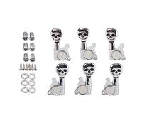 Toyvian Clavijas de Afinación para Guitarra Metal Plata Diseño Vintage de Calavera 3r3l, Juego de 1 Set Modelo Gc209b para Reemplazo y Fijación
