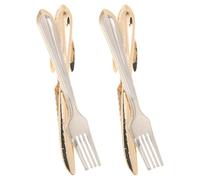 Toyvian Clip de Corbata de Metal para Hombre Diseño de Cubiertos, Cierre Fuerte, Color Cobre Bicolor, 2 Piezas, Accesorios Formales para Negocios y Bodas