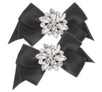 Toyvian Clips para Zapatos de Tacón Lazo Negro, Accesorios Decorativos Desmontables para Mujer, Adornos de Tela para Bodas y Fiestas, Par de 2 Piezas, Tamaño Pequeño