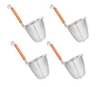 Toyvian Colador de Fideos con Mango de Madera y Acero Inoxidable 14 CM Juego de 4 Piezas Cesta Coladora Práctica para Cocina Doméstica Utensilio para Escurrir Pasta y Legumbres