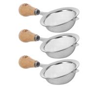 Toyvian Colador de Malla Fina de Acero Inoxidable Filtrado de Aceite con Mango Ergonómico y Filtro, Juego de 3 Piezas para Cocina y Horneado