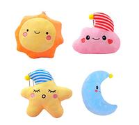 Toyvian Colgantes De Peluche Estrellas y Luna 4 Piezas Tamaño Mediano Suaves Accesorios para Llavero y Mochila Decoración para Niños y Manualidades