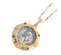 Toyvian Collar Colgante De Piedra Verde Vintage, Metal Dorado, Para Mujer, Joyería Única Para Ocasiones Obsequios, Accesorio De Tamaño Mediano y Diseño Clásico