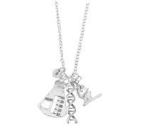 Toyvian Collar Creativo Colgante de Microscopio y Adn, Cadena de Clavícula de Acero Inoxidable, para Profesor de Ciencias y Estudiante, Joyería Científica para Uso Diario, Diseño Moderno