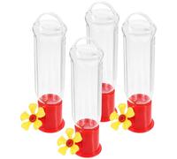 Toyvian Comedero Colgante para Pájaros Exterior 4 Piezas Plástico Transparente Alimentación Jardín Práctico para Aves Pequeñas