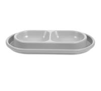 Toyvian Comedero Doble para Gatos y Perros Foso de Agua Antihormigas, Cuencos de Plástico Gris 27X15X3.5 CM para Uso Doméstico y Alimentación Organizada