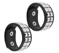 Toyvian Conjunto de 2 Pulseras Vintage Tachuelas para Hombre, Cuero PU Resistente, Estilo Punk Retro, Diseño Cómodo para Uso Prolongado en Actividades Sociales