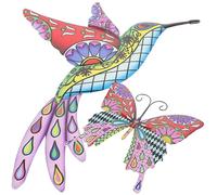 Toyvian Conjunto De Aves y Colibrí Decoración De Pared Metálica Adorno Para Sala De Estar o Dormitorio Para Decoración De Jardín y Exteriores