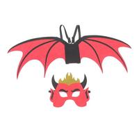 Toyvian Conjunto de Cosplay para Halloween Máscara de Demonio y Alas de Tela No Tejida Roja, Cómodo y Fácil de Usar para Fiestas Infantiles
