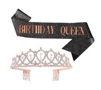 Toyvian Conjunto Decorativo de Banda y Tiara de Cumpleaños para Niña, Diseño Gemas de Imitación, Color Brillante, 36 Piezas, Accesorio de Fiesta para Celebraciones y Regalos