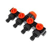 Toyvian Controlador de Riego Divisor de Agua de 4 Vías y Válvulas | Plástico Negro, Rosca Resistente y Movimiento Fácil, para Líneas de Goteo y Temporizador de Aspersión