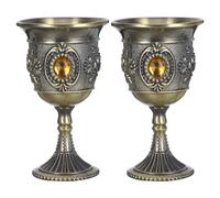 Toyvian Copas de Licor de Metal para Uso Doméstico, Diseño Vintage Patrón de Rosa, Set de 2 Copas de Vino Estilo Europeo de Alta Pata, Accesorio Decorativo para Fiestas y Cenas