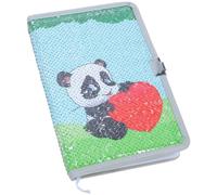 Toyvian Cuaderno de Notas A5 con Diseño de Panda y Lentejuelas Reversibles, con Candado y Llave para Oficina y Cumpleaños, Papel Que Reduce el Traspaso de Tinta