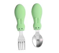 Toyvian Cubiertos Para Niños Pequeños 2 Juegos cuchara comida entrenamiento cuchara entrenamiento infantil regalos mamás mostrada vajilla entrenamiento infantil tenedor mango corto Conejo