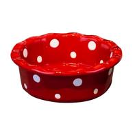 Toyvian Cuenco de Cerámica para Hornear Postres y Desayunos, Tazón Pequeño de 350 Ml Diseño de Puntos Rojos, Resistente y Versátil para Ensaladas y Cocina Diaria