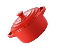 Toyvian Cuenco de para Cocina Hogar con Doble Asa y Tapa Compatible Microondas y Horno Resistente para Guisos y Uso Diario Color Rojo