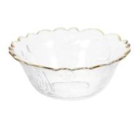 Toyvian Cuenco de Vidrio Grande Borde Dorado, Bol Multiuso para Postres y Ensaladas, Taza Decorativa para Servir en Fiestas y Cocina, Resistente y Fácil de Limpiar, 1 Pieza