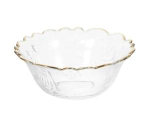 Toyvian Cuenco de Vidrio Grande Borde Dorado, Bol Multiuso para Postres y Ensaladas, Taza Decorativa para Servir en Fiestas y Cocina, Resistente y Fácil de Limpiar, 1 Pieza