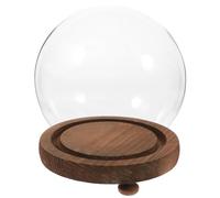 Toyvian Cúpula Esférica de Cristal Transparente con Base de Madera para Terrarios y Decoración del Hogar, Cubierta Protectora para Flores Preservadas y Micropaisajes, Adecuado para Jardín