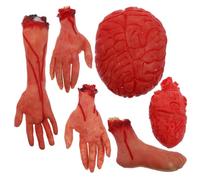 Toyvian Decoración de Halloween Reutilizable y Portátil 6 Piezas Partes del Cuerpo Rojo de Silicona y Plástico Ligera y Realista para Fiesta y Casa Embrujada