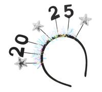 Toyvian Diadema de Año Plateada con Purpurina y Estrellas Accesorio Festivo para Fiestas de Navidad y Año para Bodas Cumpleaños y Eventos Especiales