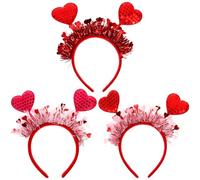 Toyvian Diadema de Corazón para Adulto San Valentín 3 Piezas Accesorio Cabello Diseño de Cupido Ligera y Ajustable Adecuado para Fiestas Bodas y Fotos Románticas