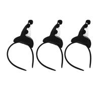 Toyvian Diadema de Peluche Sombrero de Negro y 3 Piezas para Disfraces y Accesorios de Carnaval Bandas Pelo de Fiesta Tocado Ligero para Halloween y Eventos Festivos