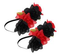 Toyvian Diadema Nupcial Elástica de Tela Negra y Roja 2 Piezas Guirnalda de Flores Artificiales para Novia y Damas de Honor Tocado Floral para Boda Fiesta y Sesión de Fotos