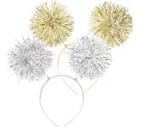 Toyvian Diadema Pompones de Oropel Brillantes para Fiestas y Cumpleaños 2 Unidades Plata y Dorado Accesorios de Cabello Llamativos para Mujer Tocados para Eventos y Celebraciones