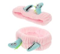 Toyvian Diademas Elásticas Cabello Diseño de Dinosaurio de Felpa Suave 2 Unidades Verde y Rosa Bandas para Spa Cuidado Facial y Baño para Niñas y Mujeres