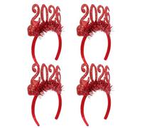 Toyvian Diademas Lentejuelas 4 Unidades Rojas para Año 2026 Accesorios para Photocall en Fiestas de Cumpleaños y Eventos de Noche