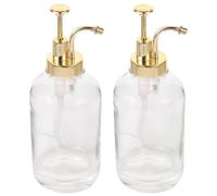 Toyvian Dispensador de Jarabe de Café Bomba de Vidrio Transparente 2 Unidades Dorado Botella Dosificadora para Miel y Mermelada Adecuado para Uso en Cocina y Cafetería