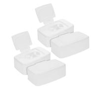 Toyvian Dispensador de Toallitas Húmedas con Tapa Sellada para Mantener la Frescura, Caja de Almacenamiento de Plástico Duradero en Color Claro, Paquete de 4 Unidades, Adecuado para Uso