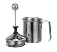 Toyvian Espumador de Leche Manual de Acero Inoxidable Capacidad de 400ml para Uso en Casa y Rituales de Café, Jarra Versátil para Espumar Leche y Preparar Latte Art