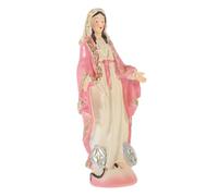 Toyvian Estatua Virgen María De Resina Artesanal Pequeña, Figura Decorativa Religiosa, Color Rosa, Adecuado para Decoración De Hogar, Oficina e Iglesia